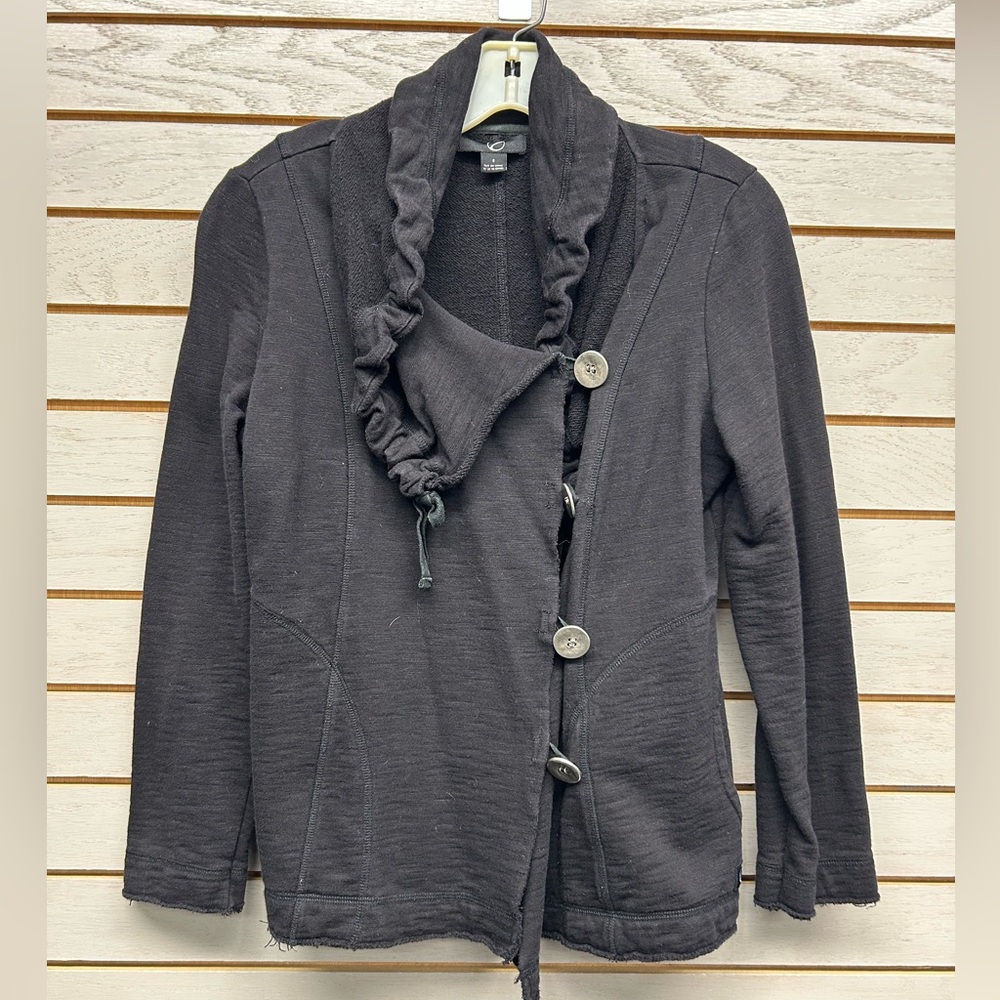 prAna Elegant Black Cardigan with Stylish Button Accents Small